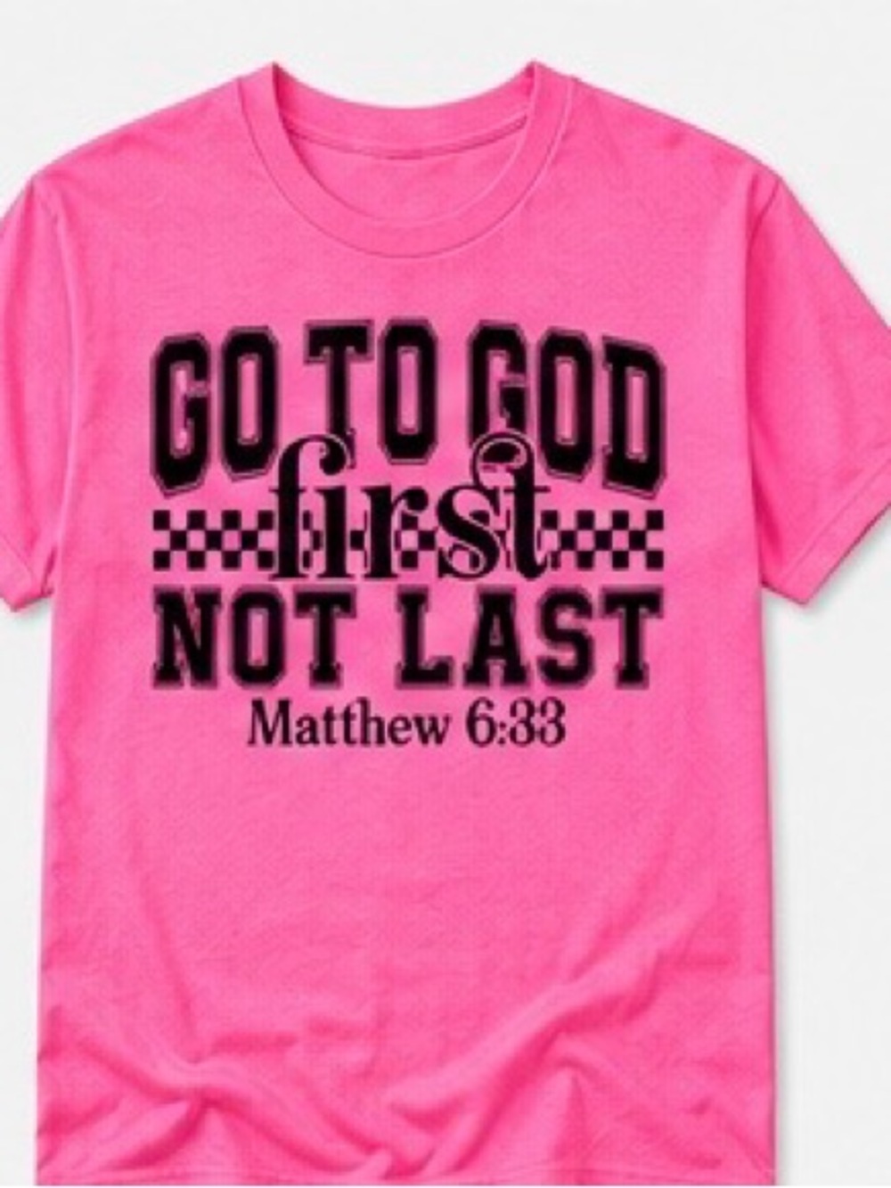 Gildan Bright Pink Faith Graphic Tee - Black Lettering